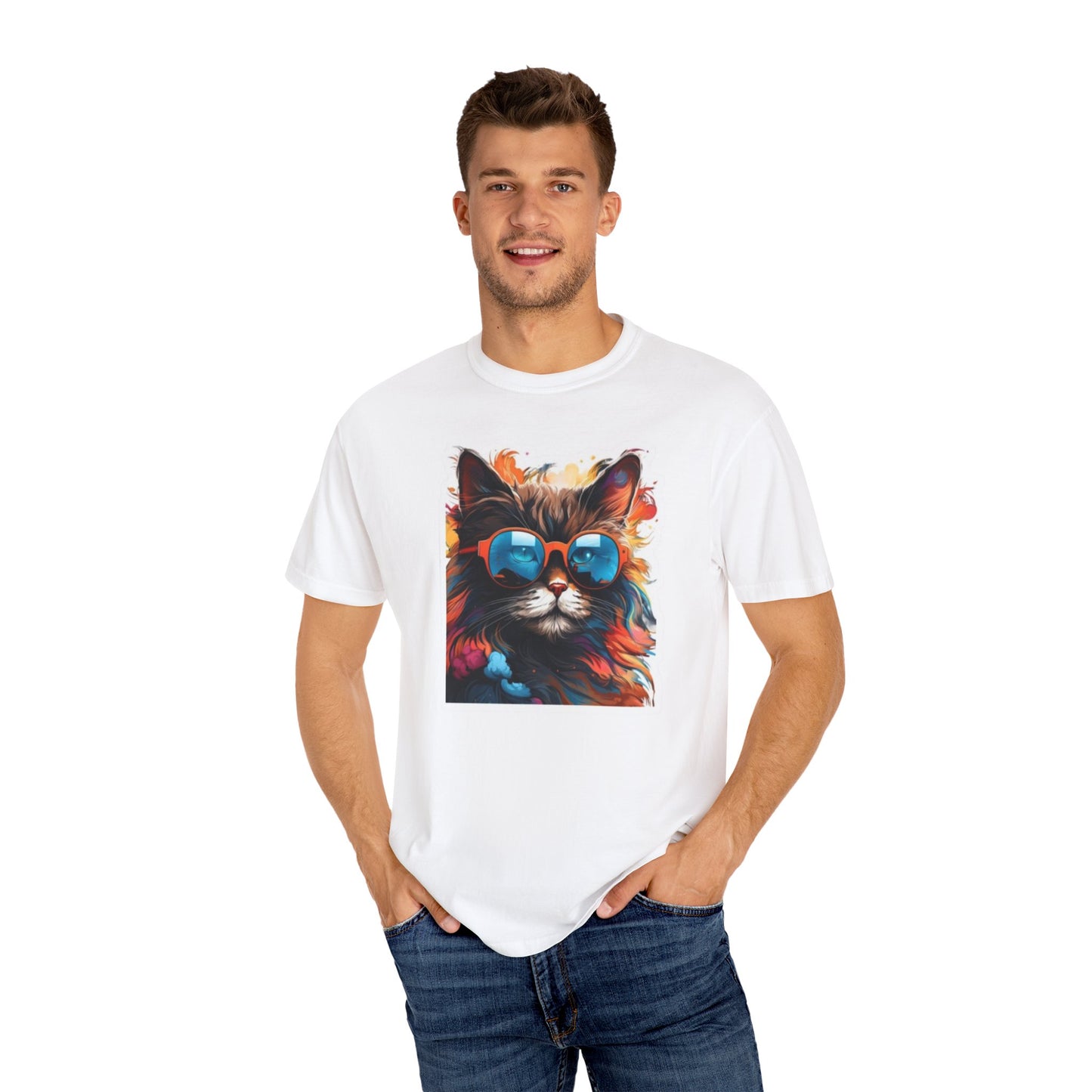 Blue Glasses Cat T-shirt